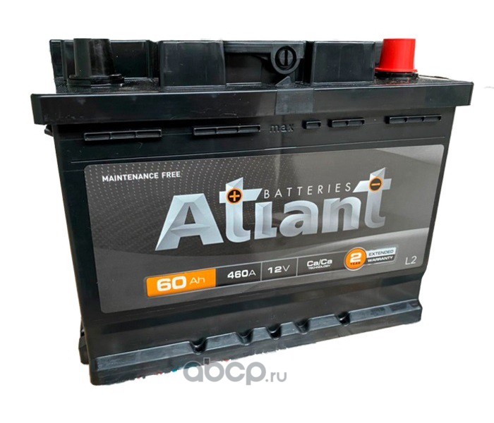 ATLANT AB600 Батарея аккумуляторная ATLANT Black 12В 60 А/ч 460А обратная (-/+) поляр. стандартные (Европа) клеммы