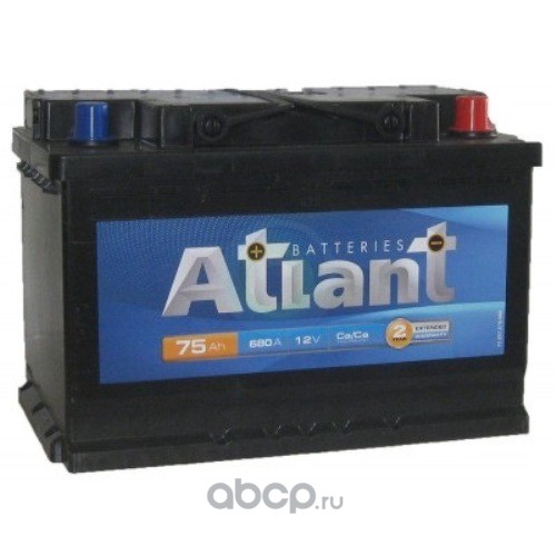 ATLANT AT750 Батарея аккумуляторная ATLANT Blue 12В 75 А/ч 680А обратная (-/+) поляр. стандартные (Европа) клеммы