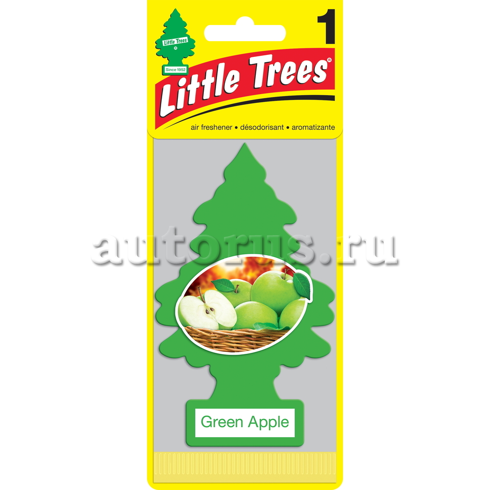 Little Trees U1P10316RUSS Ароматизатор подвесной бумажный Елочка, Зеленое яблоко