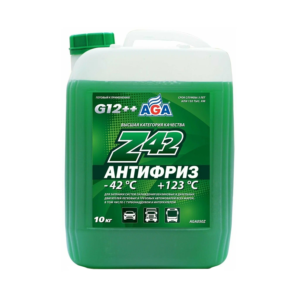 AGA AGA050Z Антифриз, готовый к применению, зеленый -42С, 10 кг, G-12++