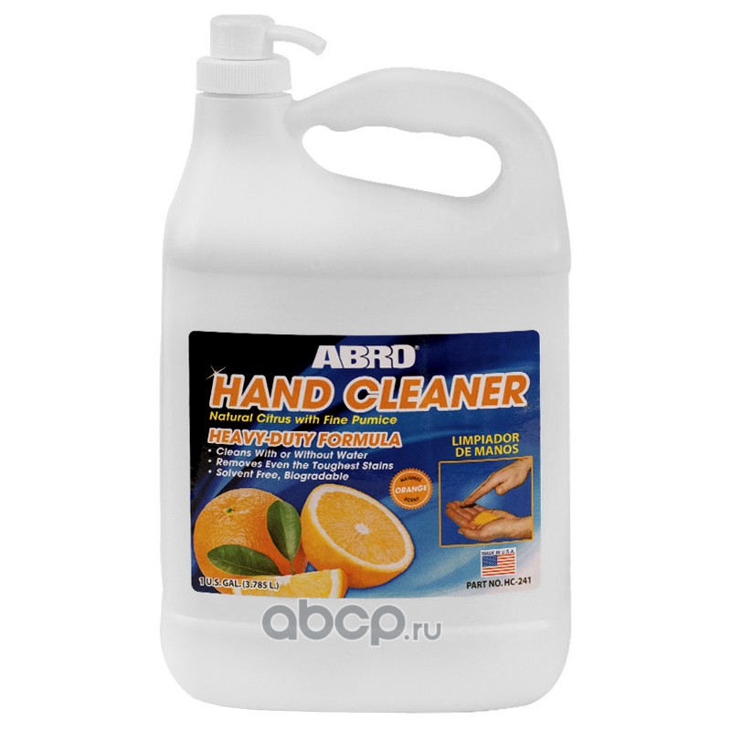 ABRO HC241 эффективный гелевый очиститель для рук на цитрусовой основе с содержанием пемзы
