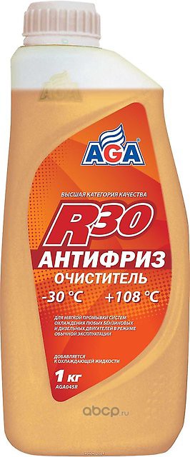 AGA AGA045R Антифриз очиститель для промывки системы охлаждения готовый -30C безцветный 1 кг