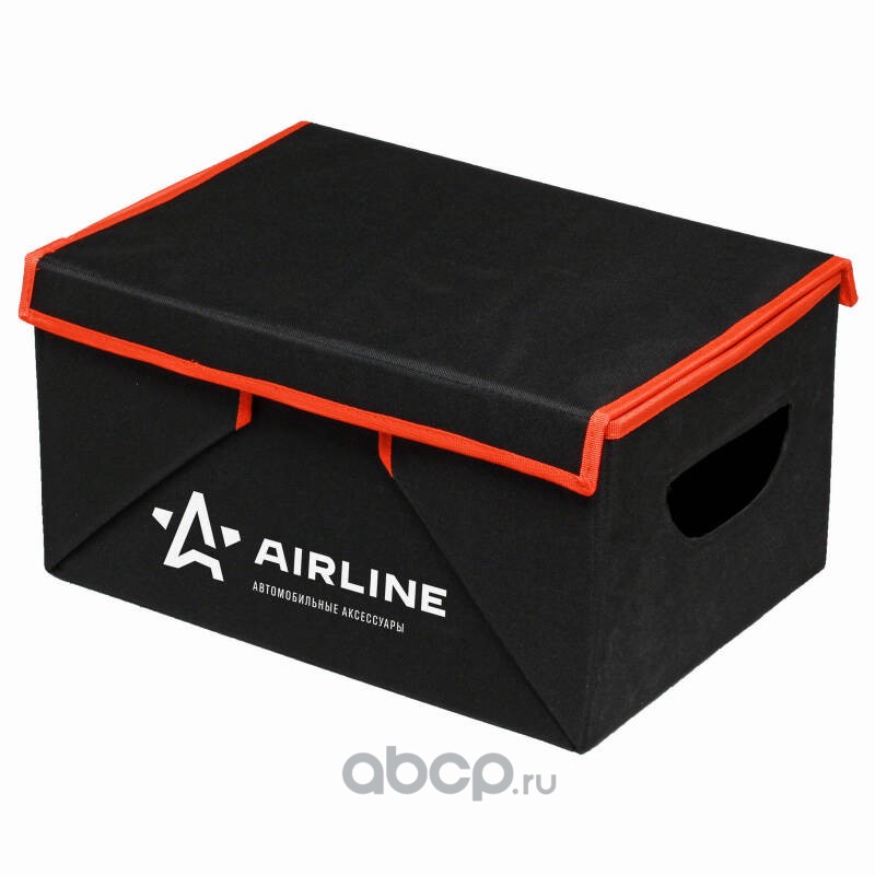 AIRLINE AOSB24 Органайзер с крышкой в багажник, складной 46*19*32 см (28л), черный/оранжевый (AO-SB-24)
