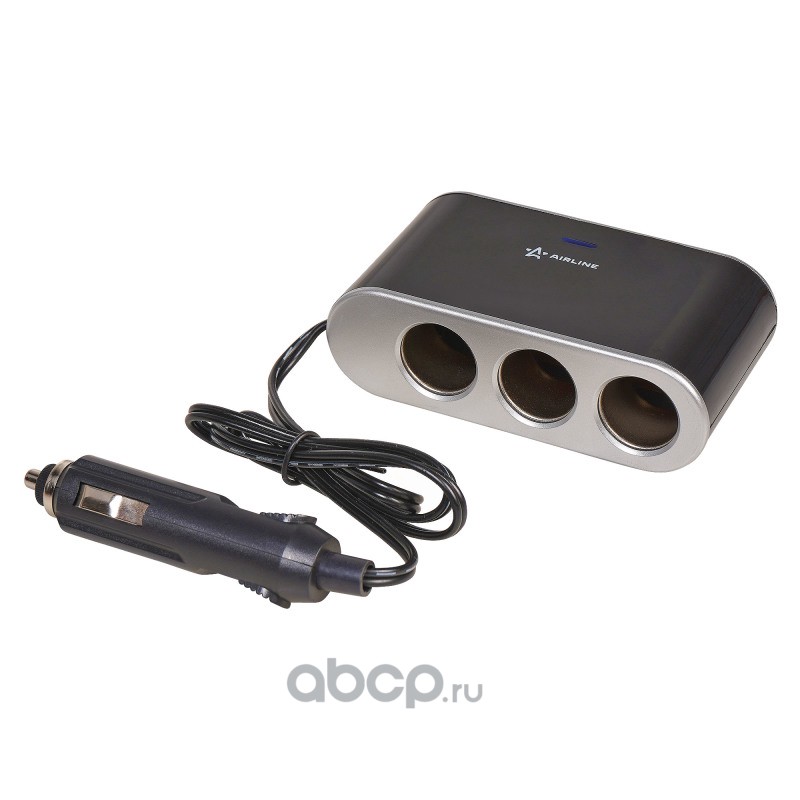 AIRLINE ASP3S15 Прикуриватель-разветвитель 3 гнезда 5А + USB 1A, с выключателями нагрузки (ASP-3S-15)