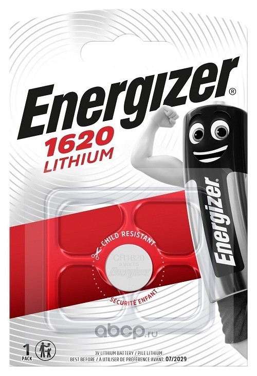 Energizer E300844002 Батарейка литиевая Lithium CR1620 3 В упаковка 1 шт.