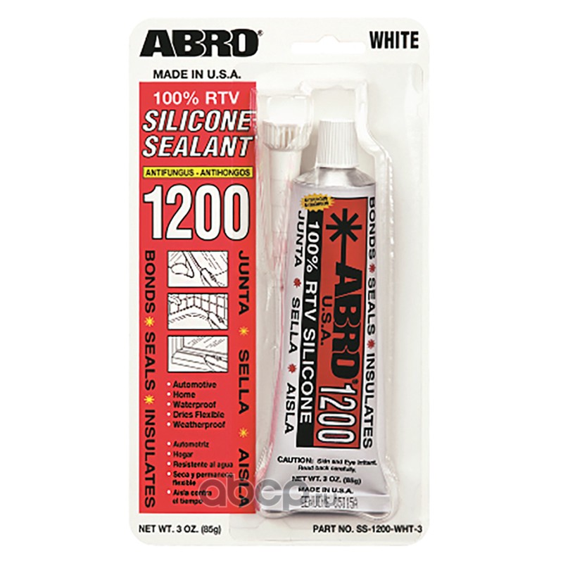 ABRO SS12003WH высококачественный противогрибковый герметик белого цвета на основе 100% силикона и уксусной кислоты