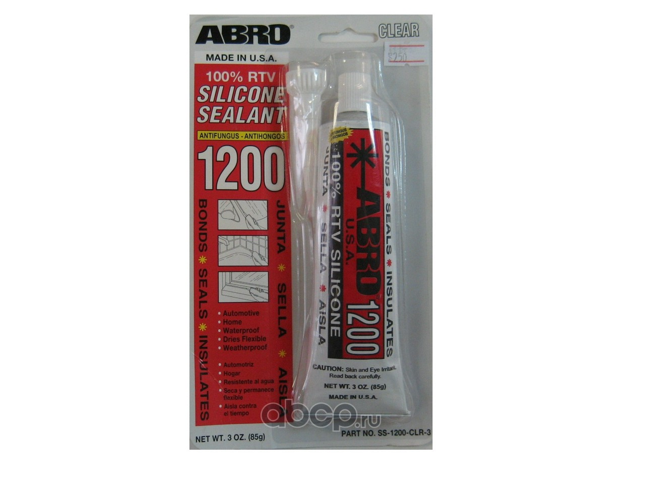 ABRO SS1200CLR3 Герметик силиконовый прозрачный 85гр (производство США)
