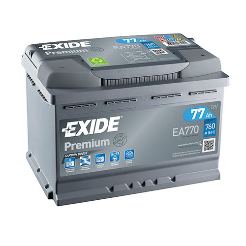 EXIDE EA770 Батарея аккумуляторная 77А/ч 760А 12В обратная полярн. стандартные клеммы