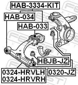 Febest HAB3334KIT Сайлентблок переднего рычага комплект