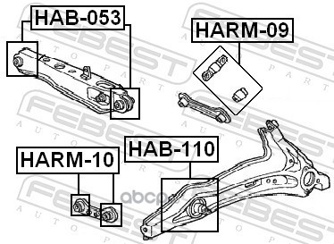 Febest HARM09 Ремкомплект сайлентблоков тяги