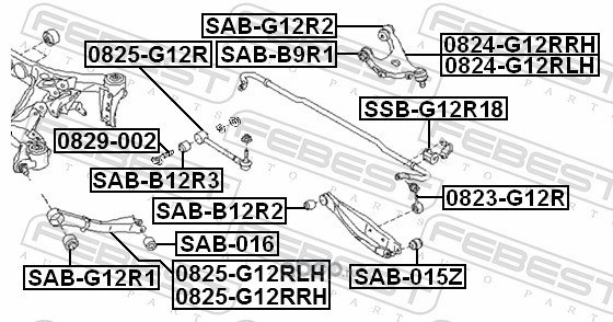 Febest SABG12R2 Сайлентблок заднего верхнего рычага (комплект)