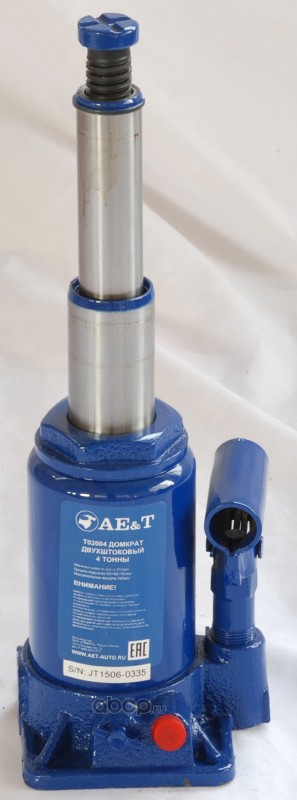 AE&T T02004 Домкрат бутылочный двухштоковый 4т