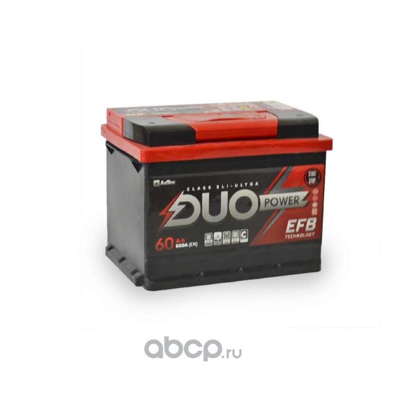 DUO POWER DUOPEFB603R аккумулятор DUO POWER EFB 60 А/ч 600A обр. п. (242х175х190) 6СТ-60 LЗ (R)